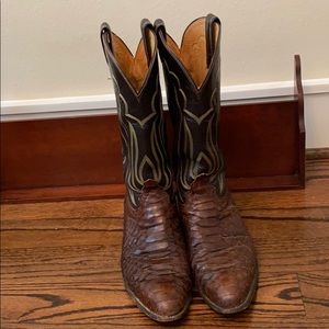 Vintage chocolate snakeskin boots Tony Lama
